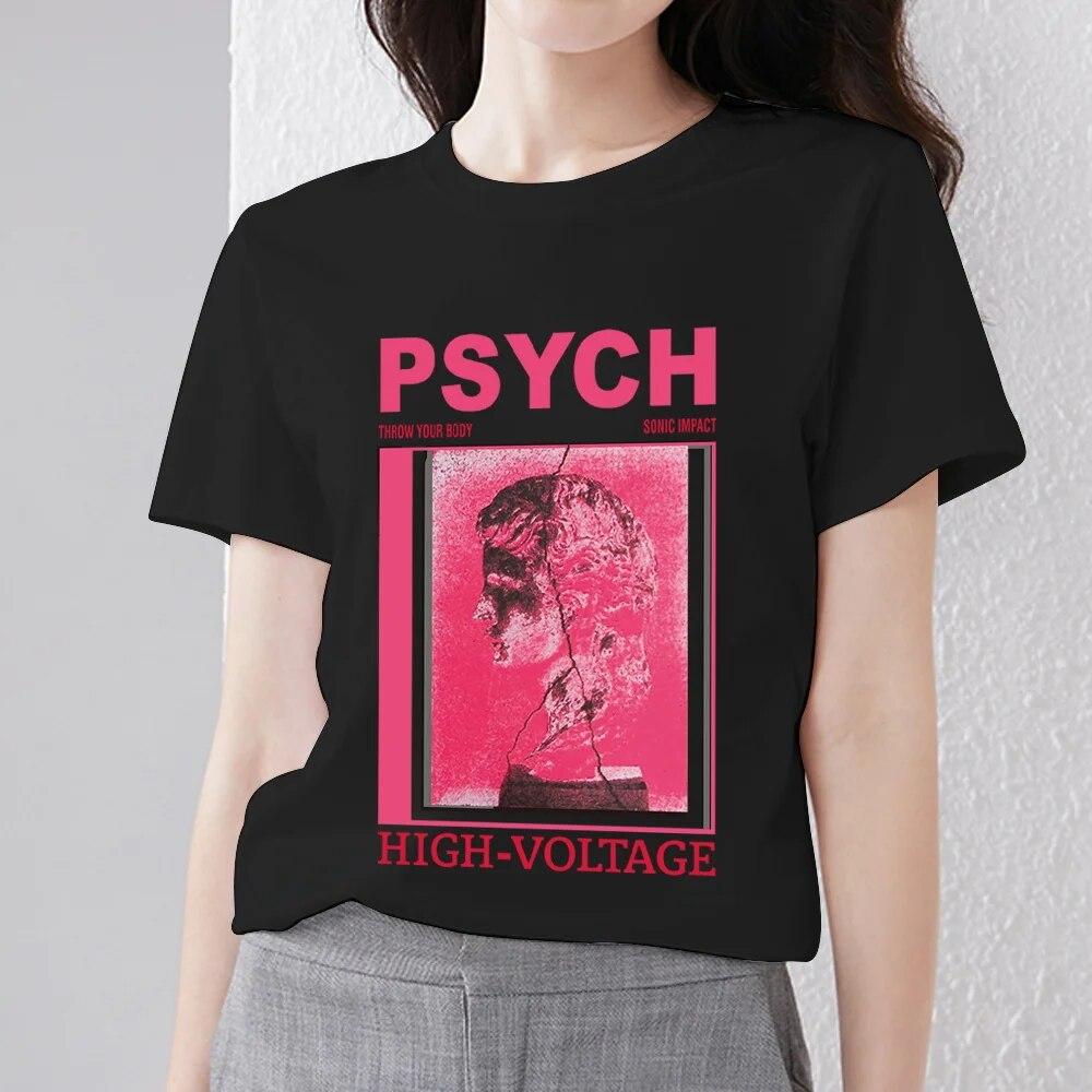 Retro Frauen Kleidung T-shirt Casual Slim Top Einfache Schwarz Pendler Kurzarm Lustige Skulptur Print Damen Mode O-ansatz Top