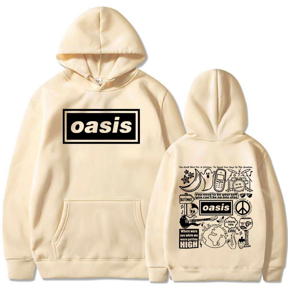 Britische Rockband O-Oasis Live 25 Tour Hoodies Mode Gothic Vintage Übergroßes Sweatshirt Herren Damen Langarm Pullover