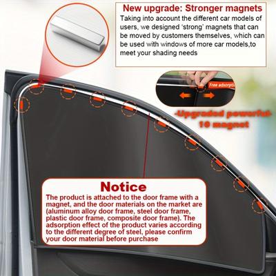 2/4PCS Magnetic Car Window Sunshade Cover Sun Shield UV Protection Auto Front Rear Black Window Curtain Summer Car Accessories