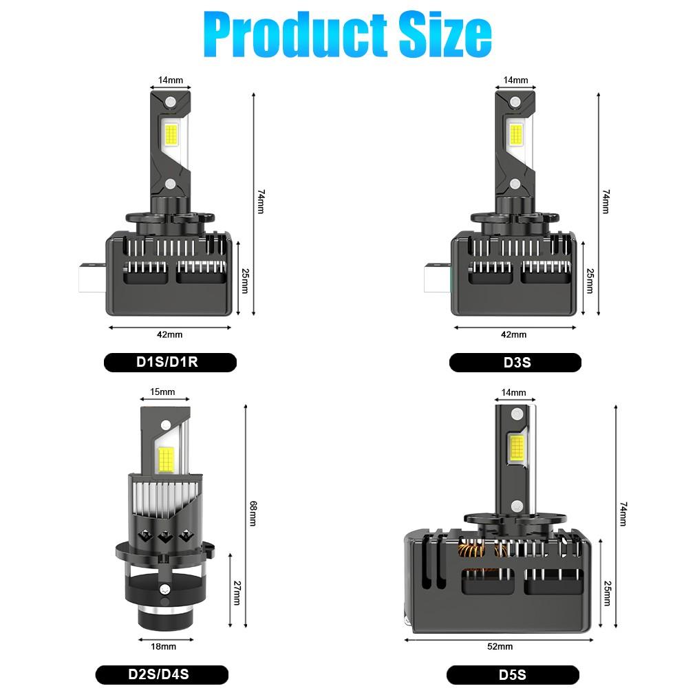 2 stk 40000Lm D3S LED-frontlyspærer D1S D2S D4S D5S D8S D1R D2R D3R D4R D8R D5R Turbo LED CSP Doble kobberrørlys For BMW Benz Volvo Frontlykt