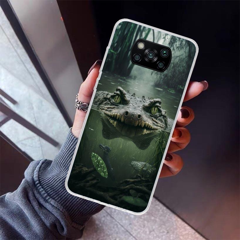 Crocodile Animal Phone Case For Xiaomi Poco X5 X6 X7 Pro F7 Ultra M7 Redmi 15C 15 13C 13 12C 12 10 10C 10A 9 9C 9T 9A Cover Poco