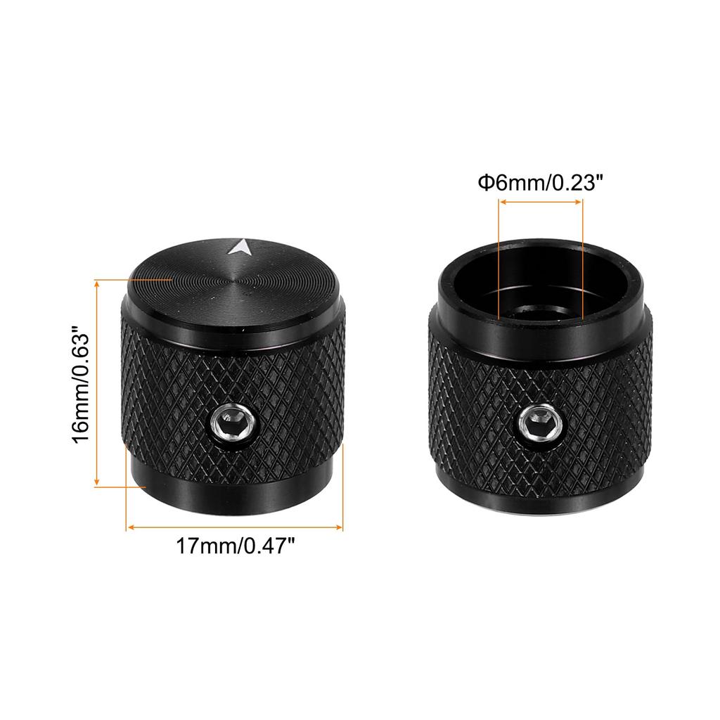 uxcell Aluminum Potentiometer Universal Volume Tone Control Knob with Arrow Indicator for Black 6-Piece Knob, 1/4" (6mm) Guitar, 5/8"