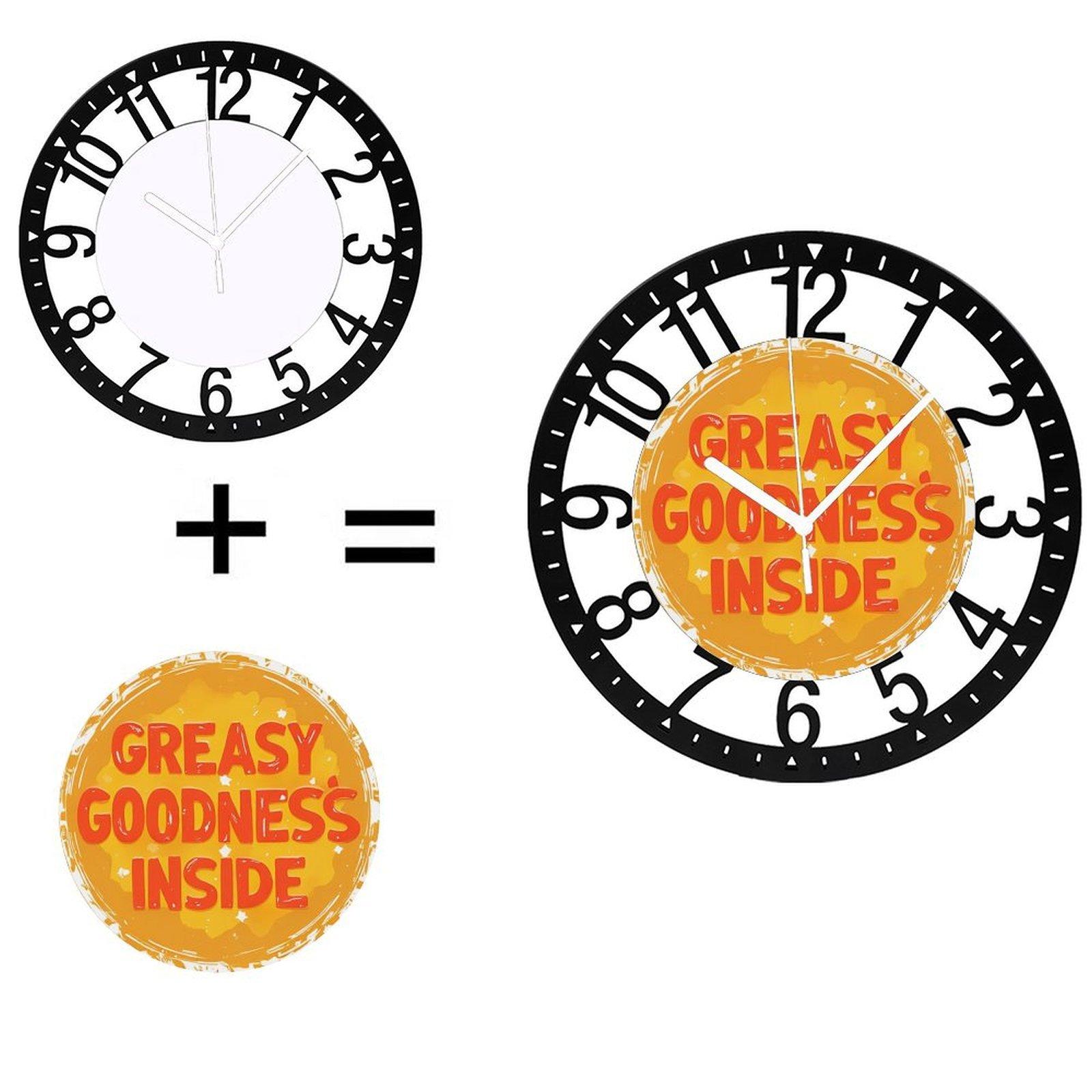 25cm Circular Iron Wall Clock with a Toaster with Slots (Black,10 inch(25.40cm))