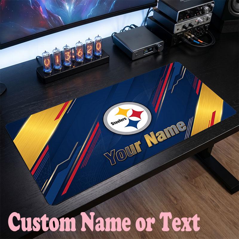 Pittsburgh Steelers Customized Name Text Mouse Pad, Large Desk Mouse Mat Personalized Home Office Present