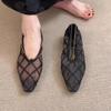 2025 Hot Sale Ladies Shoes Slip-on Women's High Heels Fashion Mesh Casual New Square Toe Best Seller High Heels Zapatos Mujer