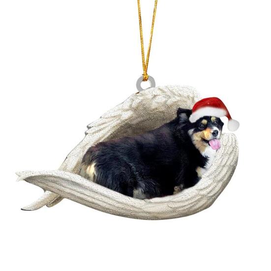 2Pcs Sleeping Dog Car Hanging Ornament, Acrylic 2D Flat Pendant, Cute Animal Rearview Mirror Charm, Christmas Gift 9