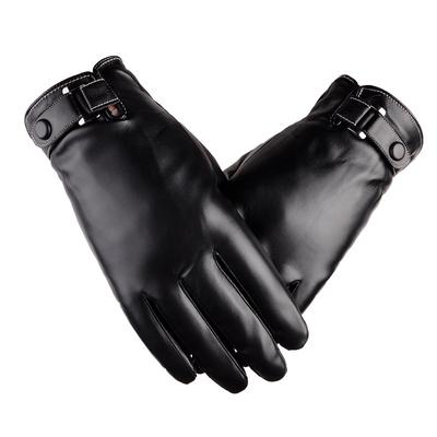 New Autumn and Winter Men's Leather Gloves Outdoor Riding Touch Screen Gloves Plus Velvet Thick Warm PU Leather Touch Screen Gloves