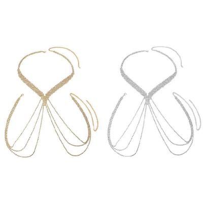 Crystals Embellished Fringe Body Chain In Gold Or Silver Tone Designed For Photoshoots Performances And Night Outs