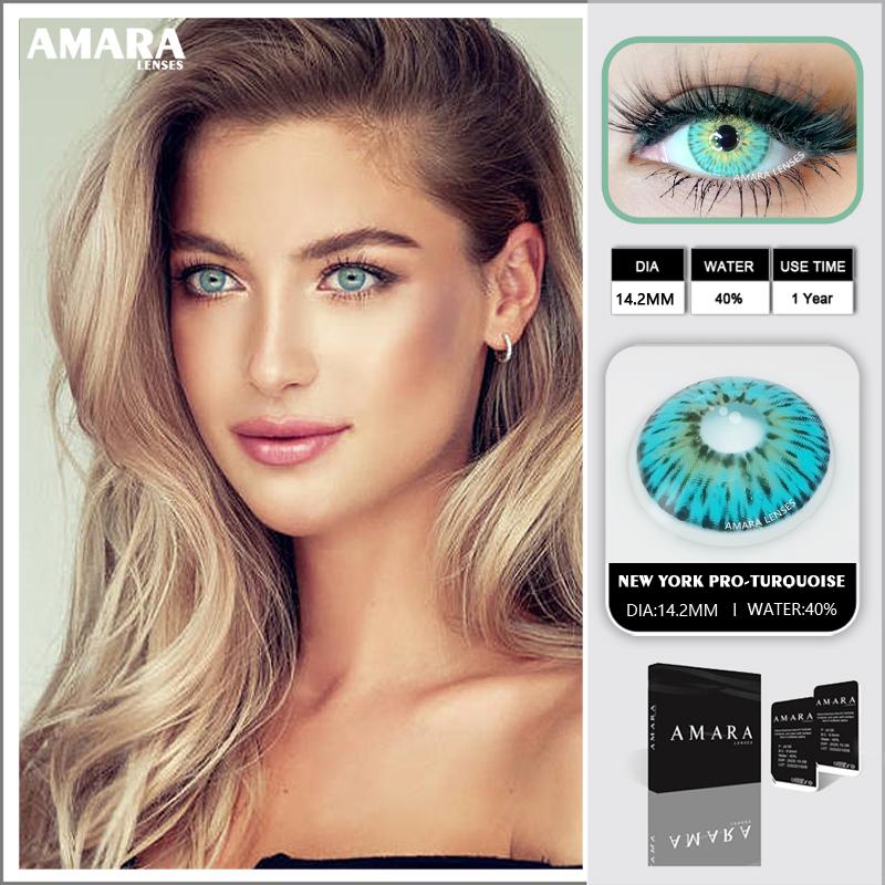 AMARA LENSES 1 Paar N YORK PRO Farbkontaktlinsen, natürlich aussehende Kontaktlinsen-Augenkosmetik