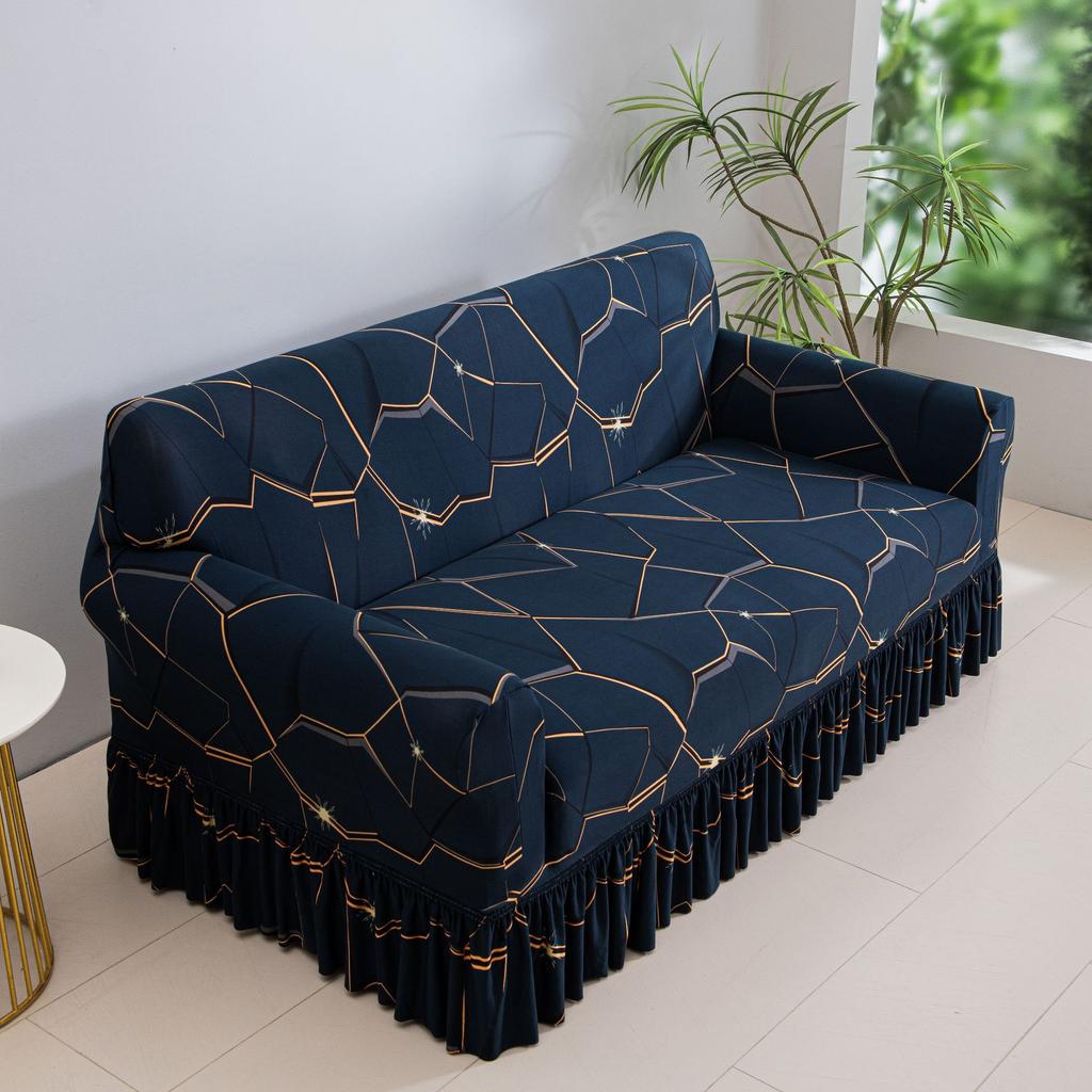 Fashionable Printed Milk Silk Skirt Sofa Cover Elastic and Simple Dust Proof Full Bag Fabric Anti Slip Sofa Cover