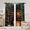 2D Flat Printing 2pcs Window Drapes Black Cat Protecting Privacy Holiday Decorations Suitable for Holiday Parties, Home Decor