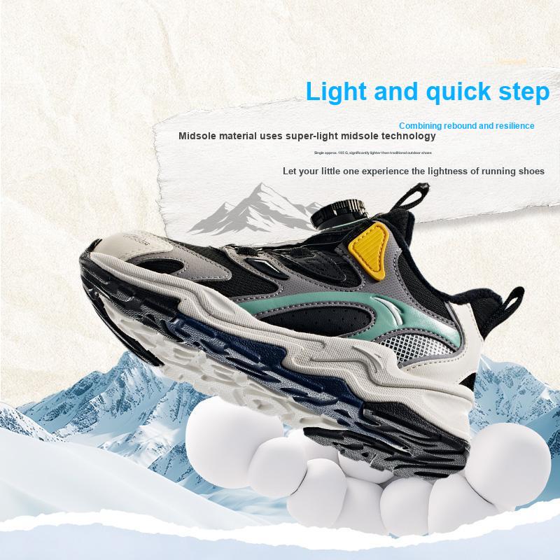 Anta Kids Trendy Fashion Fleece Lined Warm Wear Resistant Non Slip Mid Top Casual Shoes Kids Casual Shoes Black White A12449939-2