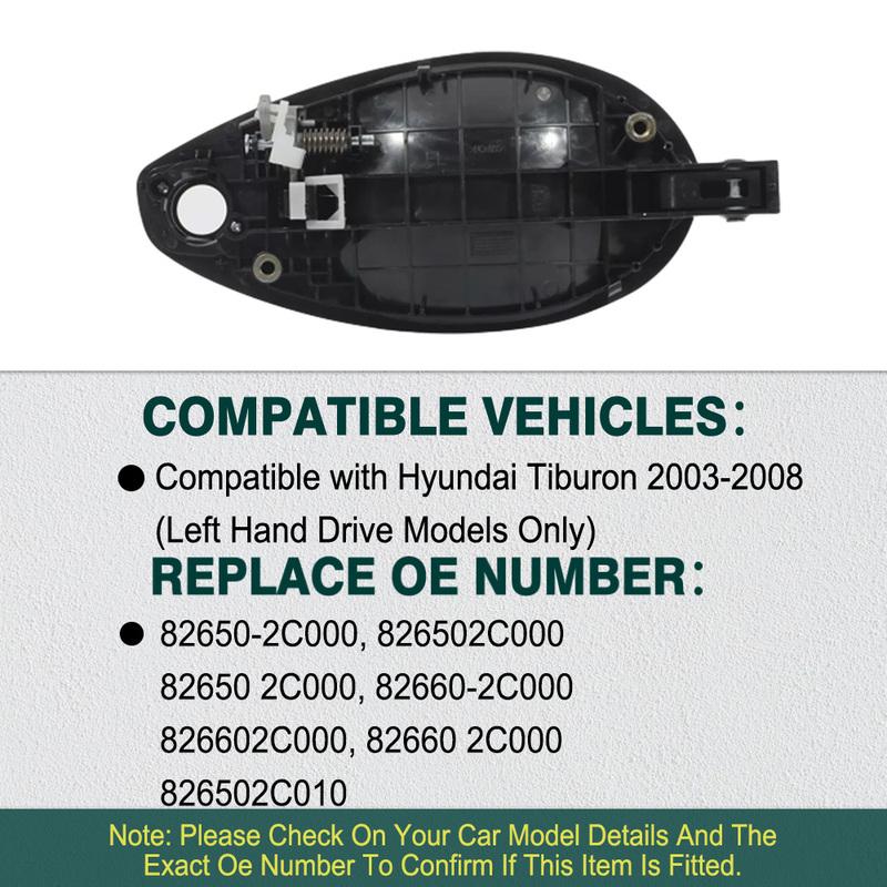 Exterior Door Handle Front Left /Right Black for Hyundai Tiburon 2003 2004 2005 2006 2007 2008 826502C000 826602C000 826502C010