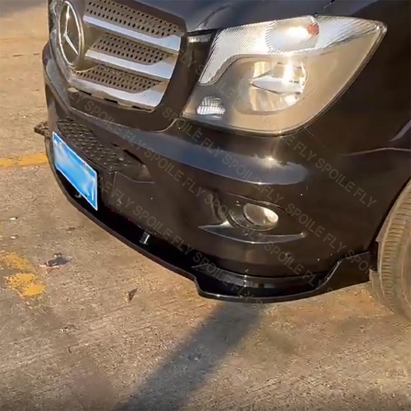 For Mercedes-Benz Sprinter W906 2014-2016 3Pcs Car Front Bumper Lip Spoiler Body Kit Splitter Protector Blade Plate Glossy Black