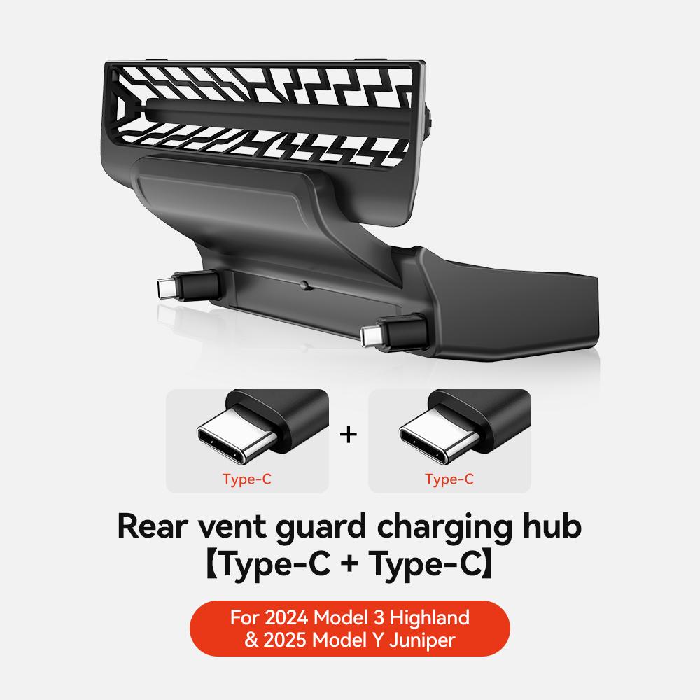 

YZ For Tesla Model 3/Y Highland Juniper Rear Air Vent 27W Quick Charger USB Shunt HUB Intelligent Docking Station accessories