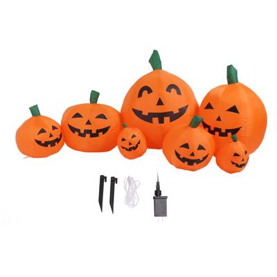 7pcs Halloween Inflatable Pumpkin with Build In LED Lights Automatic Inflation Decoration Props for