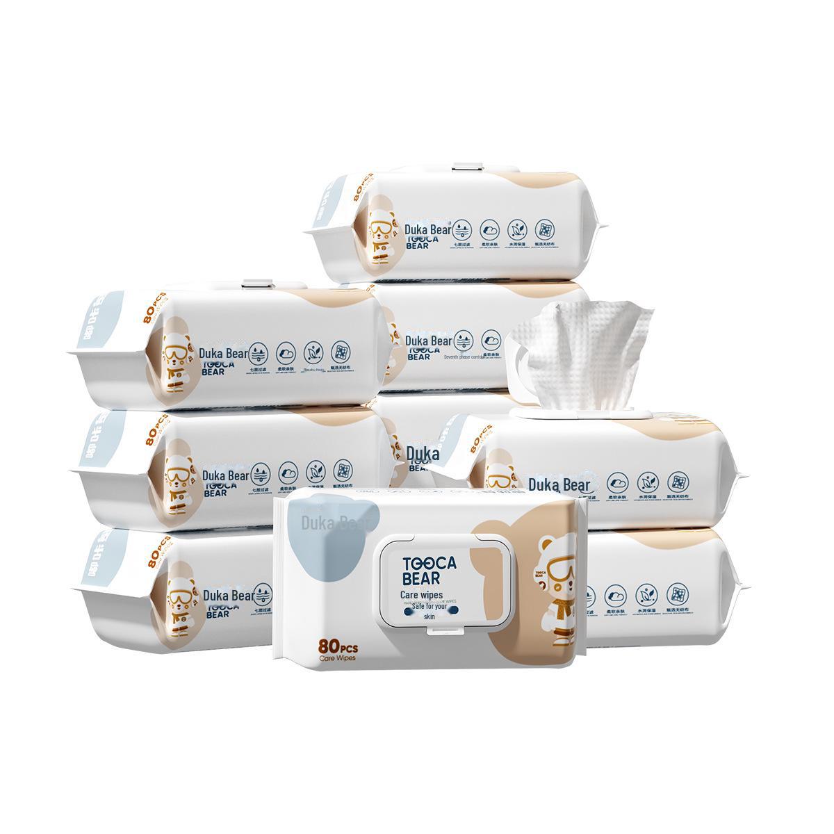 

Детские влажные салфетки Duka Bear: Влажные салфетки для рук, полости рта и носоглотки, для всей семьи, 10 больших упаковок 80 draws 10 packs