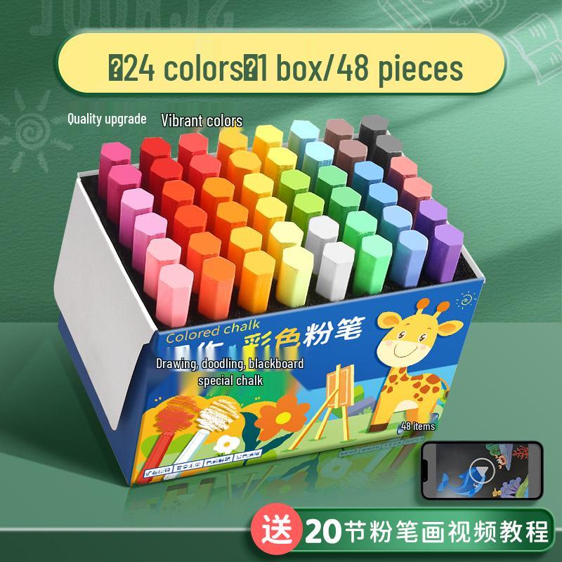 Vivid Dustless Multi-color Chalk for Children and Teachers - Keeps Hands Clean