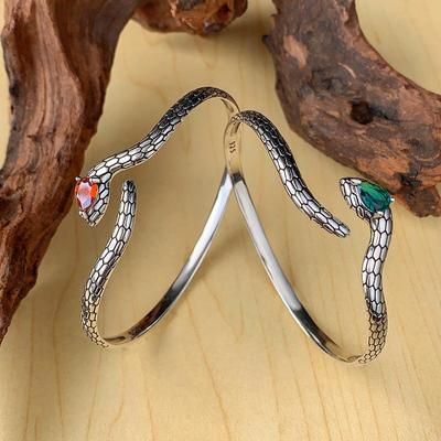 1pc Inlaid Zircon Retro Animal Snake Bracelets for Women Couples New Fashion Simple Jewelry Gift Party Accessories