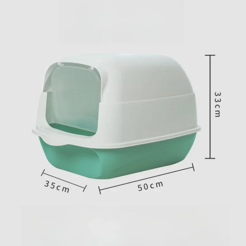 Anti-Splash Cat Litter Box-Large Capacity Pet Sandbox for Cats Kitty Kitten Toilet Tray Bedpan & Essential Cat Cleaning Supplies