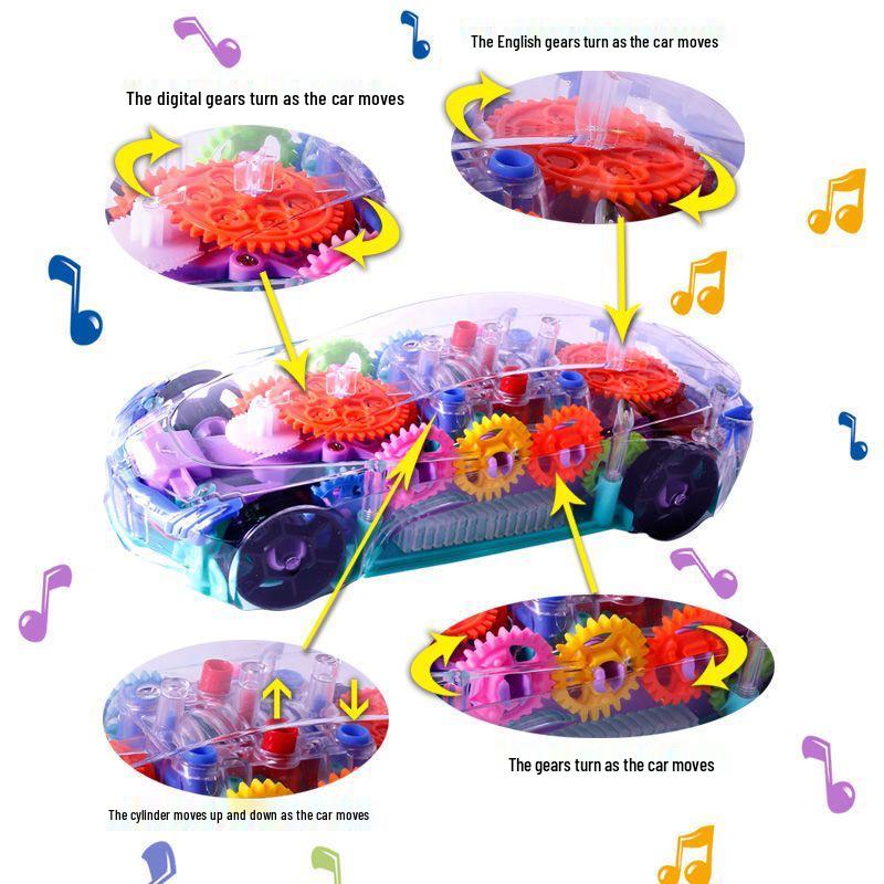 Universal Transparent Electric Toy Set: Racing Car, Train & Helicopter with Lights & Music for Children's Birthday Gift