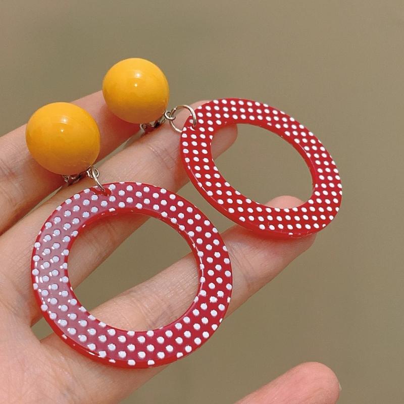 Adorables Boucles d'Oreilles Clips en Acrylique Fleur Pour Femmes Bohème Coréen Grand Géométrique Rond Carré Long Pendant Boucle d'Oreille Clip Bijoux