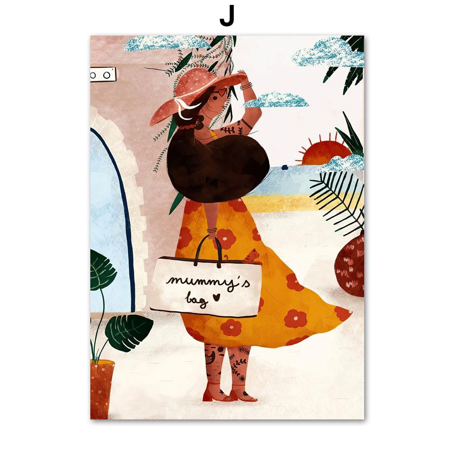 Sommerjente En liten lur Villblomst Jungelplanter Veggkunsttrykk Lerretsmaling Nordisk plakat Dekorbilder til stuen