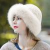 Zimní klobouk z rex králičí kožešiny, tkaný liščí klobouk, rybářský klobouk, zimní teplý módní kožešinový klobouk