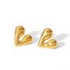Trendy 18K Gold Plated Geometric Stud Earrings Classic Heart Shaped Hypoallergenic Stainless Steel Earrings Party Girl Jewelry