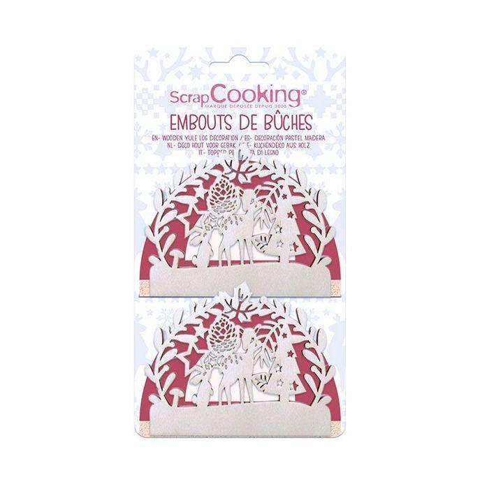 2 Wooden Christmas Log Toppers