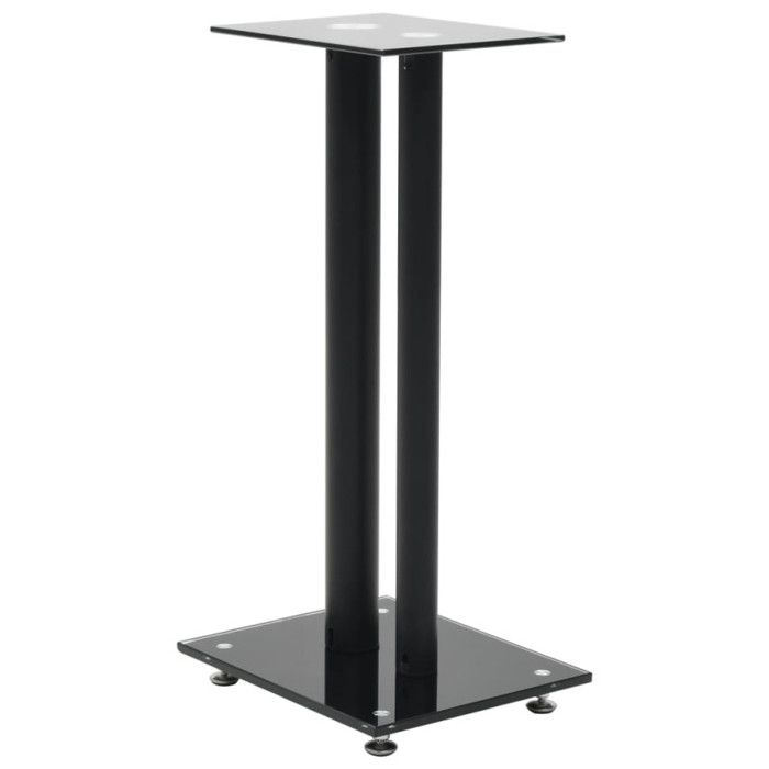VidaXL Support haut-parleur 2pc Verre trempé Design 2 colonnes Noir