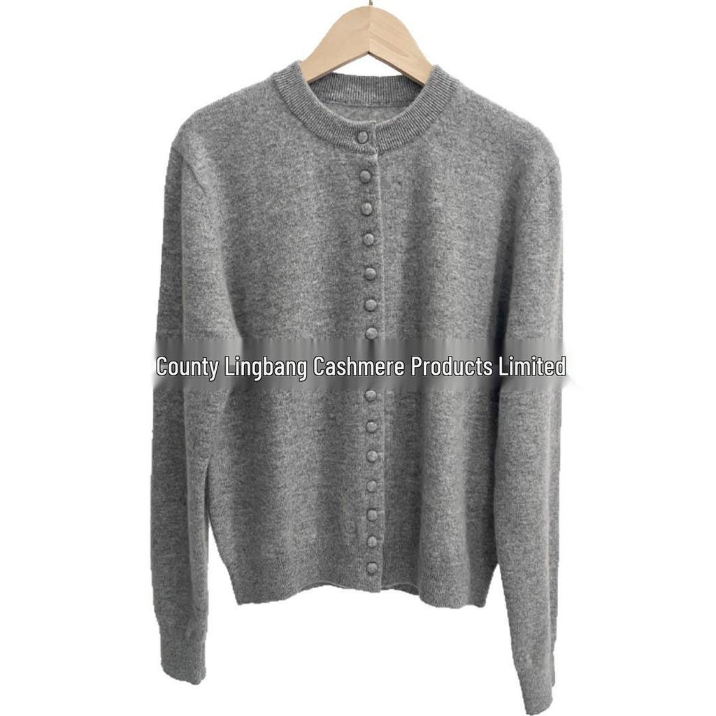 2026 Women's Pure Cashmere Round Neck Cardigan - Single-Breasted Knit Sweater Coat