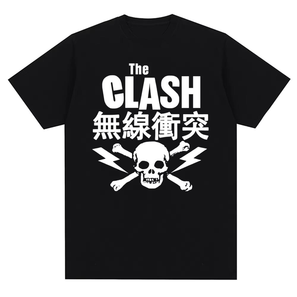 New Crew Neck The Clash London Calling Vintage Design Print Graphic T Shirt Men Music Rock Band Cotton Tees Unisex Clothing Top