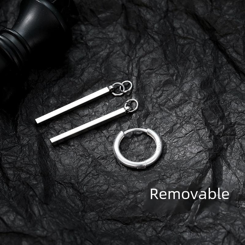 Stylowe Srebrne Kolczyki Męskie Sauron - Modne Japońskie i Koreańskie Kolczyki Sztyfty