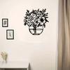 Metal Wall Art Vase with Flowers, Minimalist Floral Iron Sculpture, Modern Home Decor Outdoor Wall Mounted, Original Design for Wedding