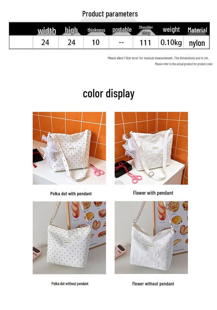 Korean Style Sweet Polka Dot Women's Versatile Shoulder Bag with Lace Trim