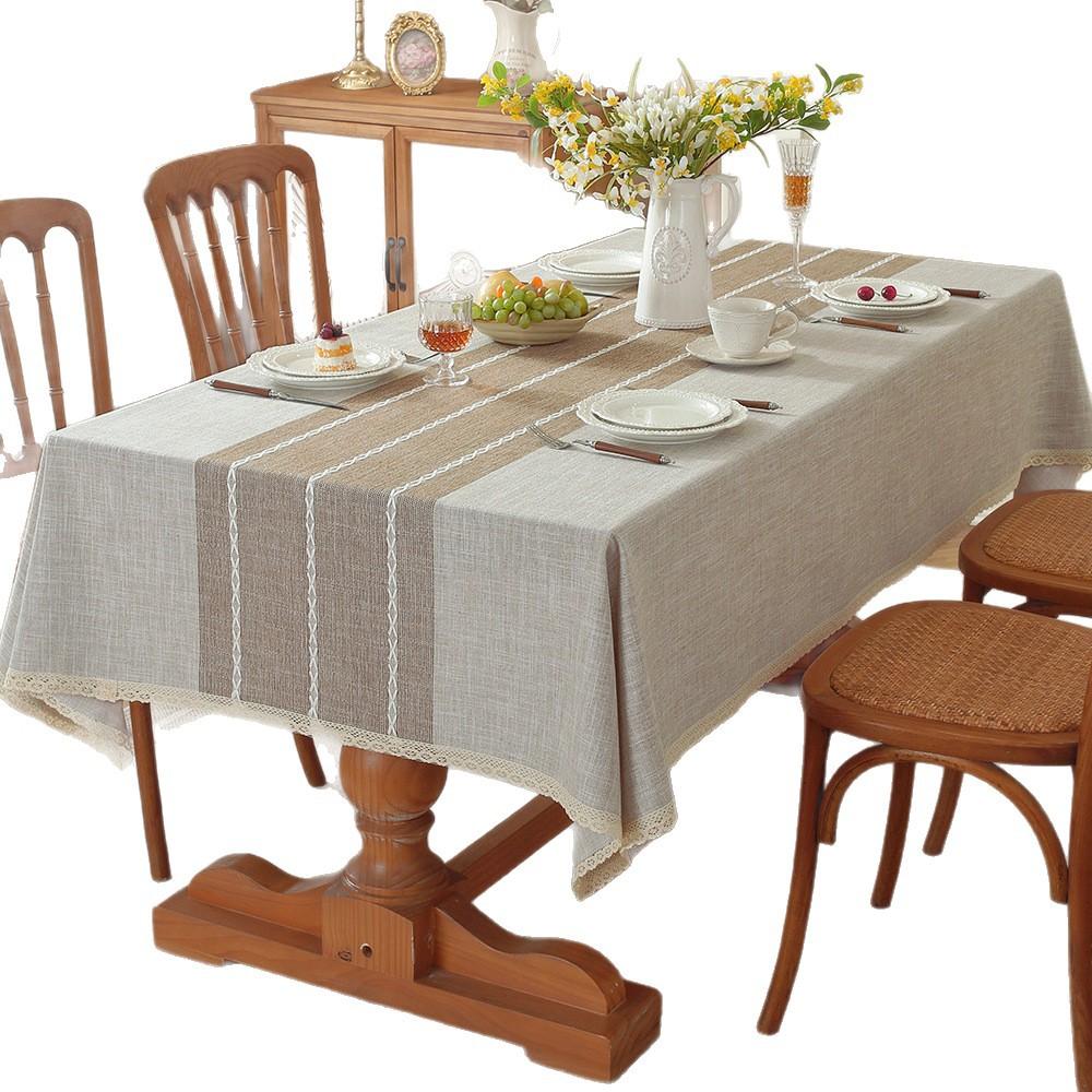 Amazon Popular Thickened Imitation Cotton And Linen Dining Table Cloth Lace Home Square Wear-Resistant Manufacturer Spot