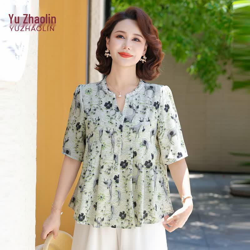 YUZHAOLIN Women s Summer Short Sleeve Plus Size Blouse 3XL