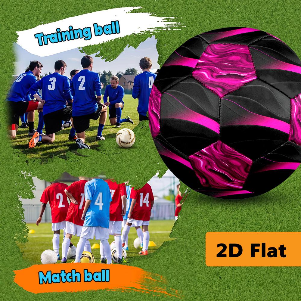 Black Neon Pink Size Soccer Ball High Elasticity Match Universal Unique Gift Magenta Fluid Swirl Soccer Ball Suitable For Both Training And Competitio