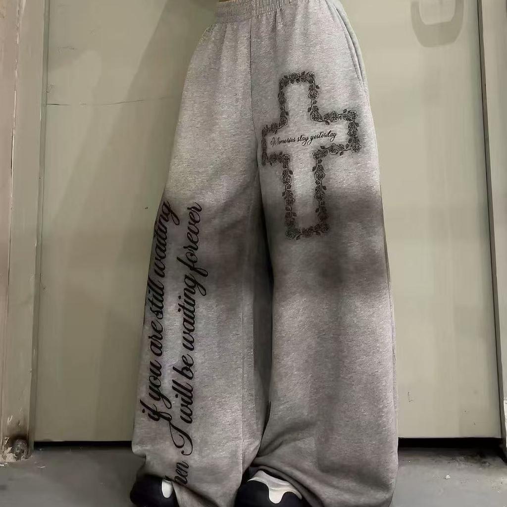 Women Y2K Snake Rhinestone Wide Leg Pants Loose Baggy High Waist Sweatpants with Sparkly Serpent Print Street Dance Casual Wear