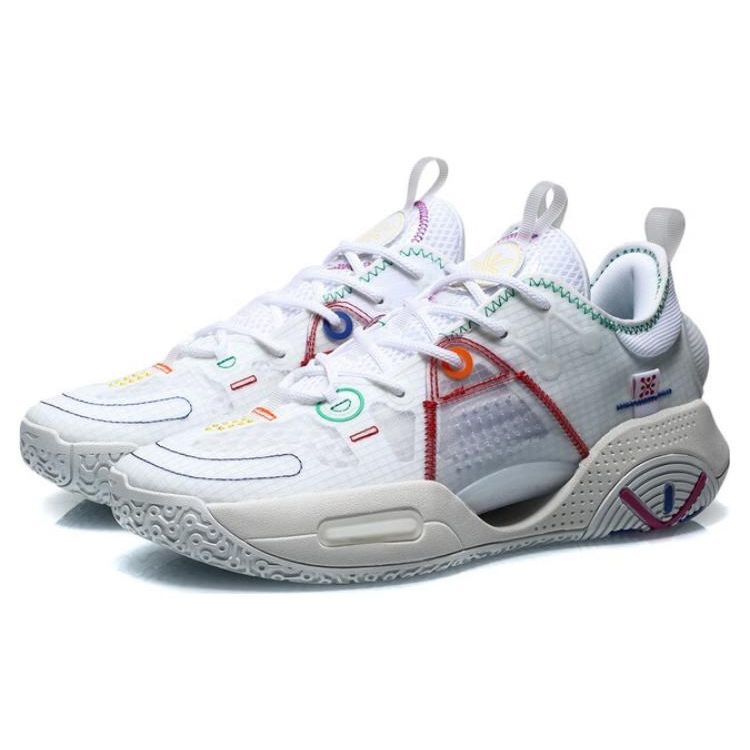 Li Ning All City 9 V1.5 Langlebige Atmungsaktive Low Top Basketballschuhe Herren Sneaker Weiß ABAT121-1
