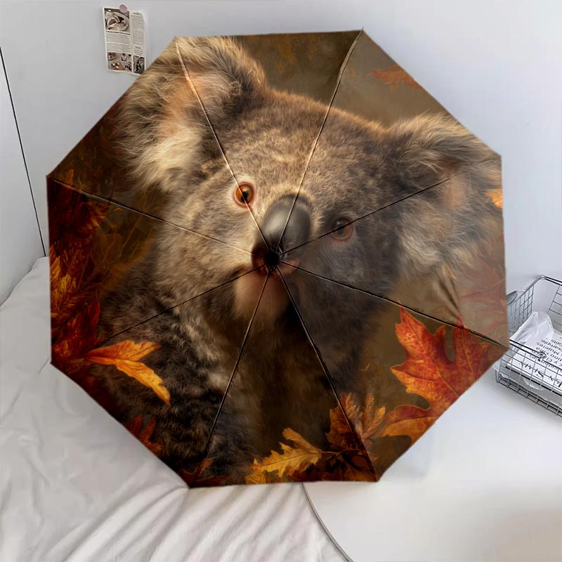 Fantasia koala, ombrello pieghevole automatico, design portatile e pieghevole, 8 stecche, un regalo di Natale o di compleanno.