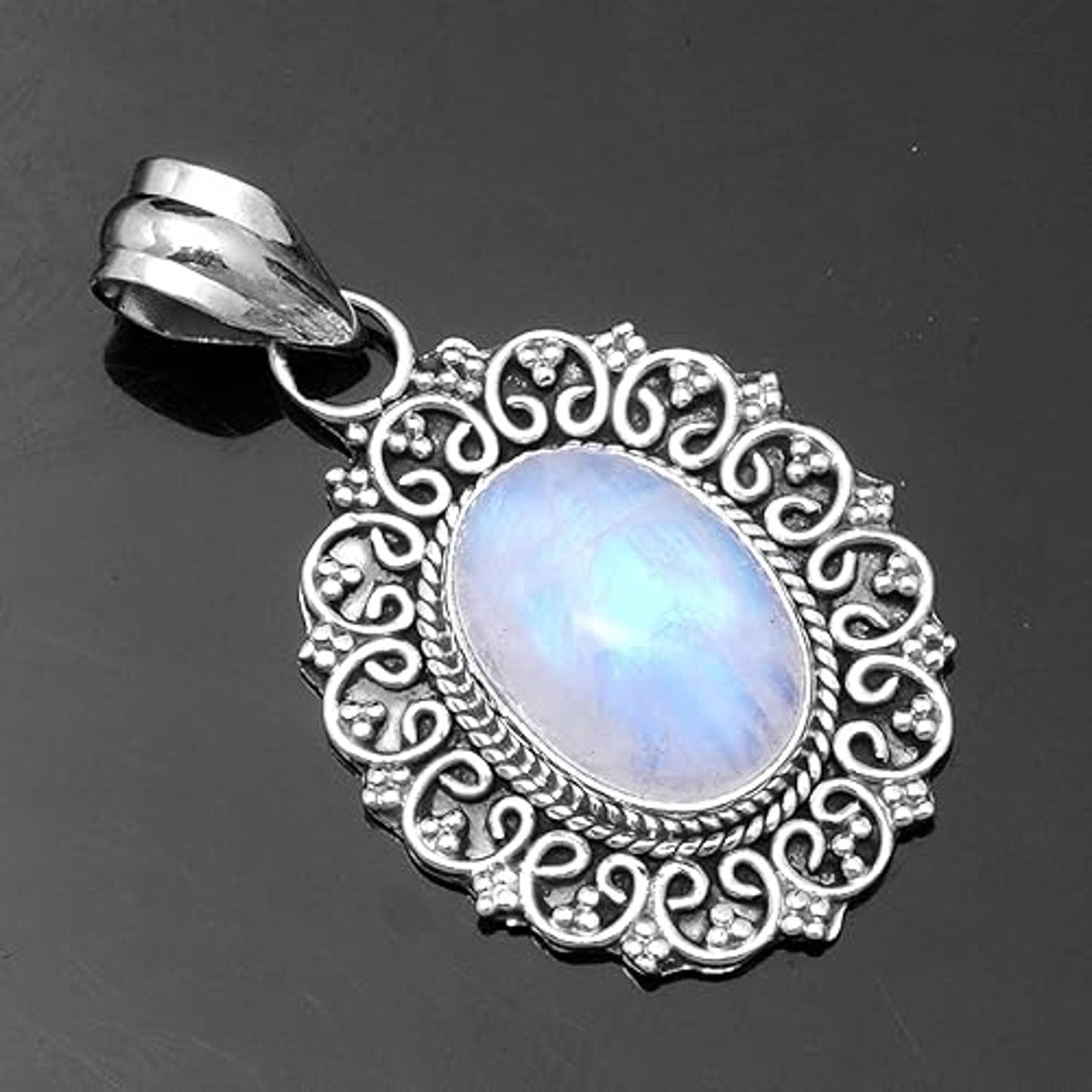 

925 Sterling Silver Moonstone Gemstone Pendant, Handmade Designer Pendant, Birthstone Gift, Boho Jewelry, Gift For Her