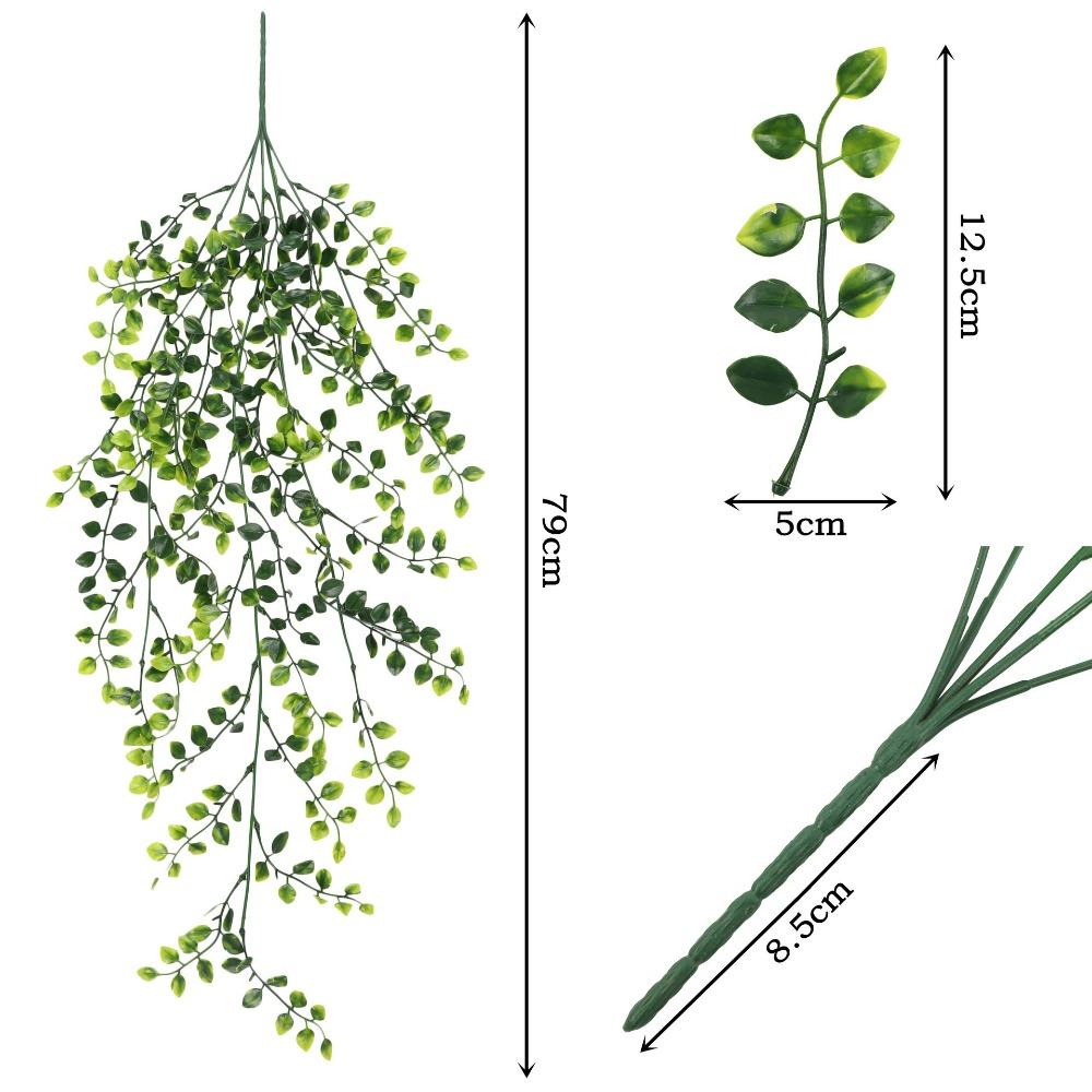 80cm Length Artificial Hanging Vines Plastic Leaves Green Color Artificial Plant Decor 5 Heads Hanging Design