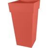 XXL Square Flower Pot - EDA - Tuscany - 43 Cm - 98 L - Indoor/Outdoor - 43.3 X 43.3 X H. 80 Cm - Orange Clay Court
