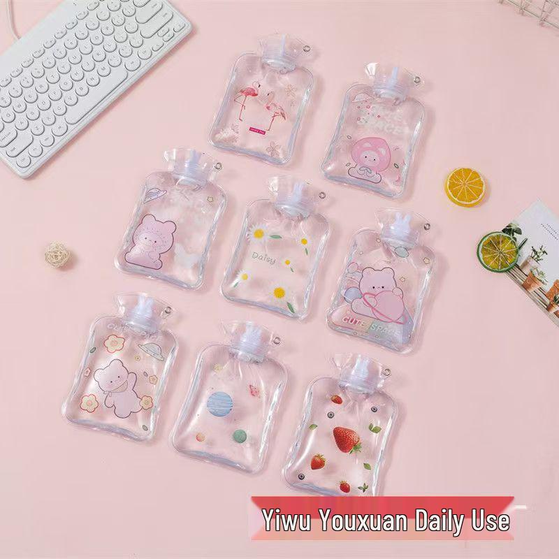 Compact Transparent Hot Water Bottle - Cute Hand Warmer for Women, Explosion-Proof Design