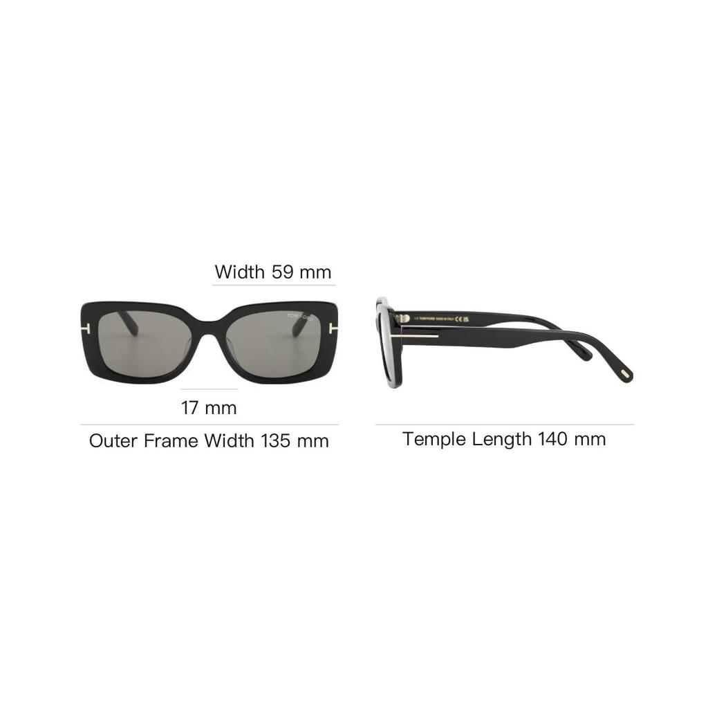 TF Mirror Leg T Logo Rectangular Sunglasses Unisex sunglasses Black TF1170-K-01A