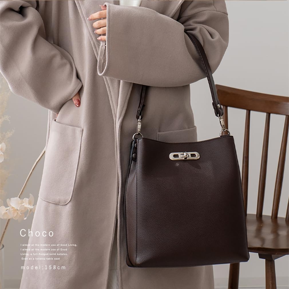 VITAFELICE Damen 3-Fächer Quadratische Schultertasche inb-10104p (Schokolade)