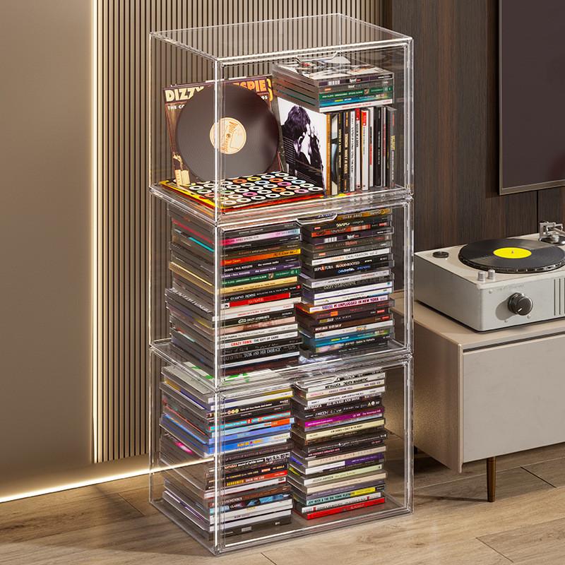 Transparent Plastic Book Storage Box With Lid For Cd Magazine Desktop Organizer