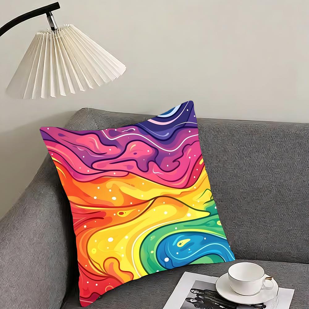 Rainbow Color Luxury Cushion Cover Pillowcase Ultra Soft Skin Friendly Fabric Cloud Like Comfort  Concealed Zipper